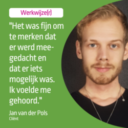 Foto van cliënt Jan met quote